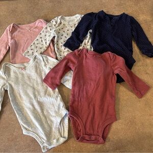 5 PACK! Carter's Pink, Gray, and Navy Baby Bodysuits